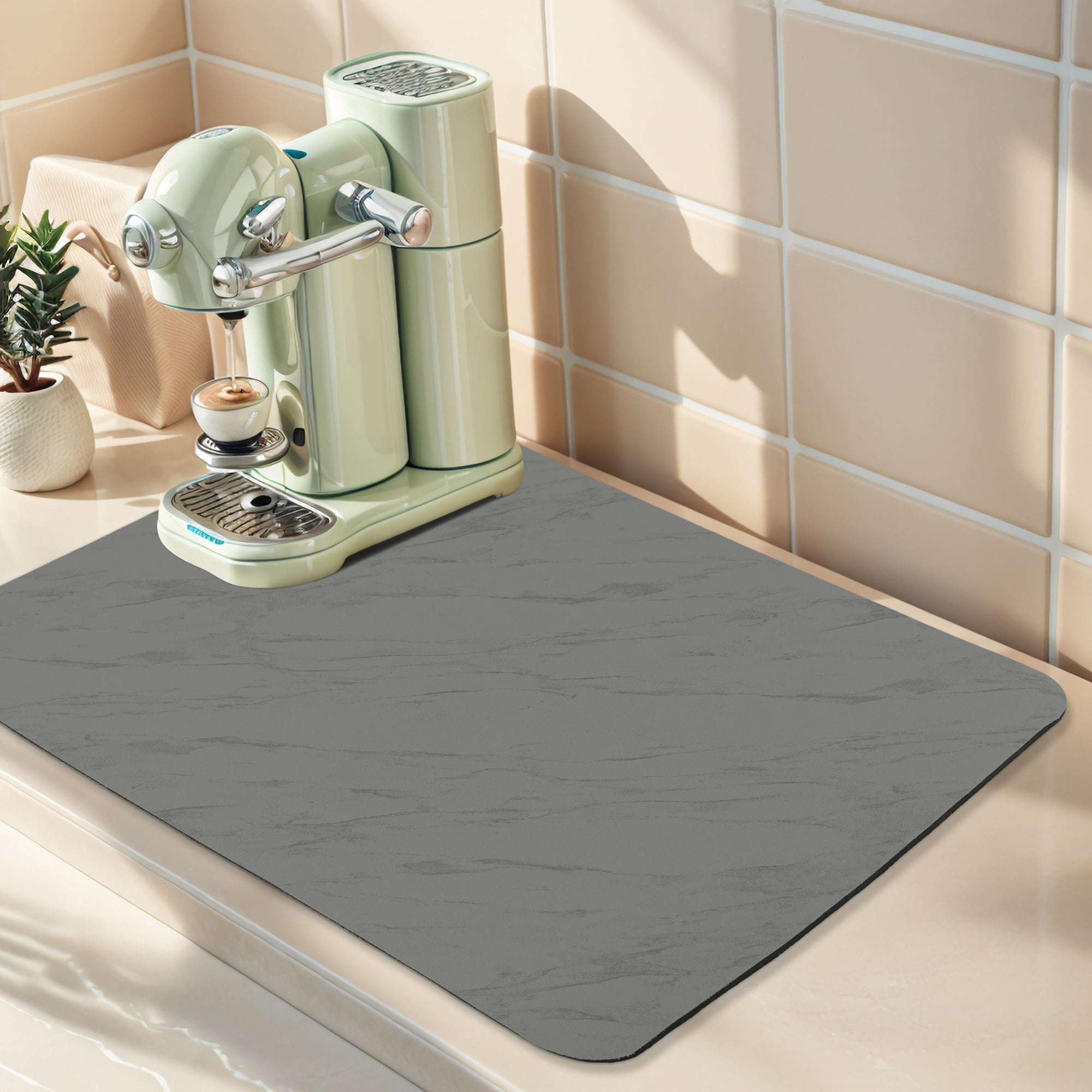Unique Bargains Diatomaceous Stone Dish Drying Mat Dish Drying Mats Black 19.7*15.7 inch