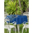 thumbnail image 4 of Outdoor Tablecloth with Umbrella Hole Zipper Farmhouse Solid Blue Round Tablecloth 60" Waterproof Outside Table Cloth Boho Vintage Country Woven Texture Patio Table Cover Tablecloths for Picnic Party, 4 of 8