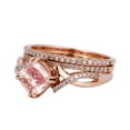 thumbnail image 2 of 2.50 Ct Cushion Cut Morganite Engagement Ring Bridal Set Trio Set In 10K Rose Gold, 2 of 4