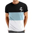 thumbnail image 1 of Mens Casual Pantalones Cortos Cuello Redondo Patchwork Impresión Suéter Blusa de Fitness, Camisetas para Hombre, 1 of 4