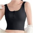 thumbnail image 5 of hotojiny Tank Tops for Women Summer Cute Sleeveless Henley Shirts Solid Cropped Basic Tees with Built in Bra Beach Vacation Clothes, 5 of 6