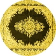 thumbnail image 1 of Ahgly Company Machine Washable Indoor Round Medallion Yellow Traditional Area Rugs, 4' Round, 1 of 4