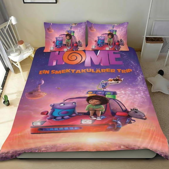 Dreamworks Home-themed Bed Sheet Set Three Piece Set Comfortable And Skin Friendly Unique Design Home Decor Gifts For Family Friends fans54''x79''（135cm*200cm）