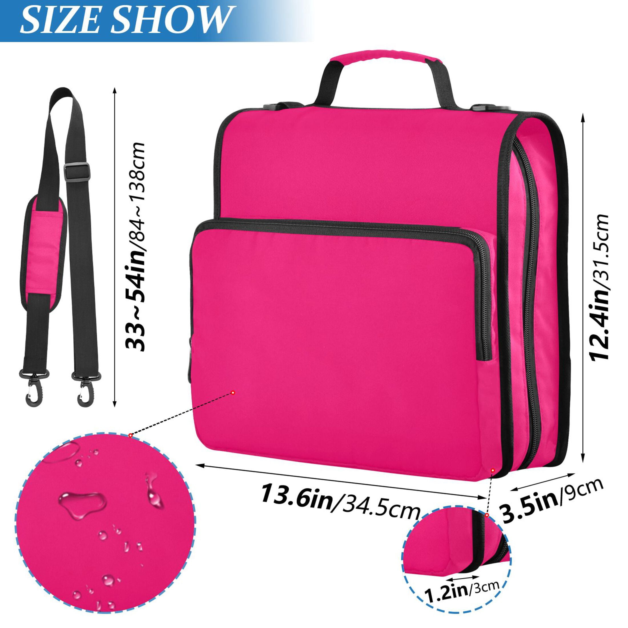 ALAZA Zipper Binder Deep Pink 3 Ring Trapper Keeper File Folder Organizer Bag