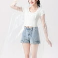 thumbnail image 7 of Women Rain Gear Raining Coat Woman Rainy Coat Jacket Rain Slickers Clear Long Raincoat Transparent Rain Poncho Disposable Rain Jackets Rain Poncho With Hood Drawstring Hood For Festivals Concerts, 7 of 7
