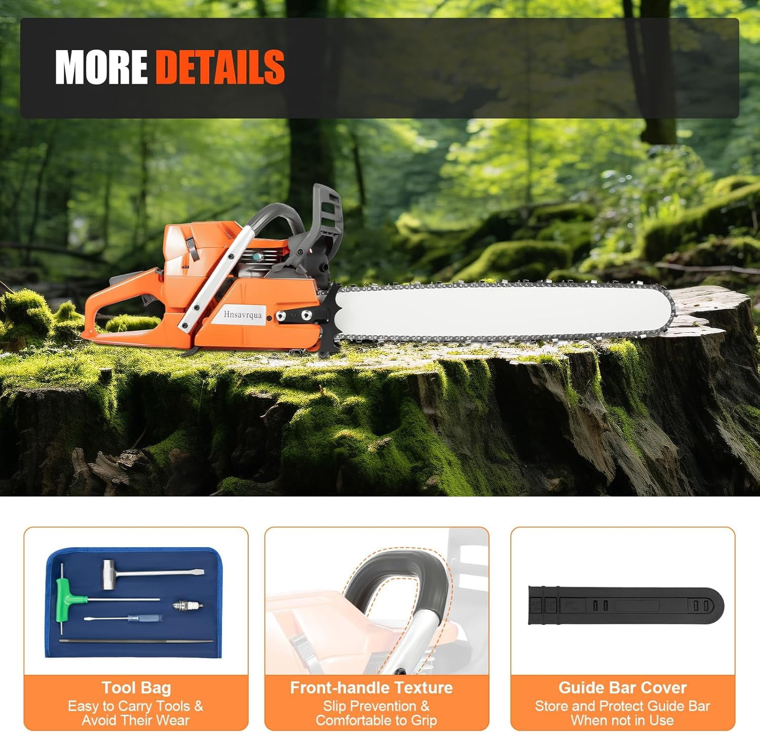 Gas Chainsaw 24 Inch Gasoline Chainsaw Cutting Wood Gas Sawing Crankcase Chain Saw 72cc Gas Power Chainsaw with Bar and Chain