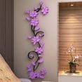 thumbnail image 3 of Kuymtek Pegatinas Pared Ratán Con Flores Rosas en 3D Pared Floral Romántica (púrpura), 3 of 9