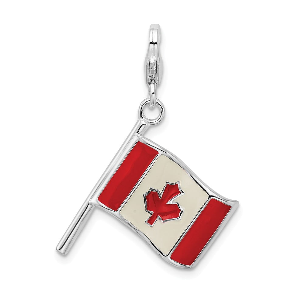 Canadian Pride Bracelet – Silver Plated With Canada Flag Charm & Clear Crystal Square