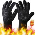 thumbnail image 1 of Guantes para barbacoa, 1 par, guantes anticalor para horno hasta 800 °C, guantes de cocina universales, resistentes al calor y antideslizantes, perfectos para barbacoa, parrilla, horno,, 1 of 5