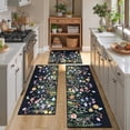 thumbnail image 2 of Findosom Floral Non-Slip Kitchen Rugs Set of 3,Washable Kitchen Mat Farmhouse Kitchen Floor Mats Runner for Home Sink Entrance Laundry Hallway,20"x32"+20"x47"+20"x59" Black, 2 of 8