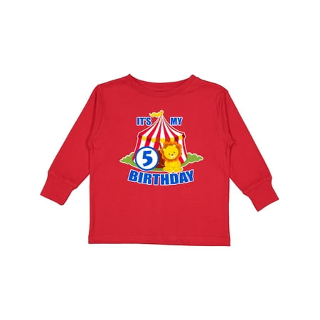

Inktastic Its My Birthday Circus Tent with Lion 5 Years Old Gift Toddler Boy or Toddler Girl Long Sleeve T-Shirt