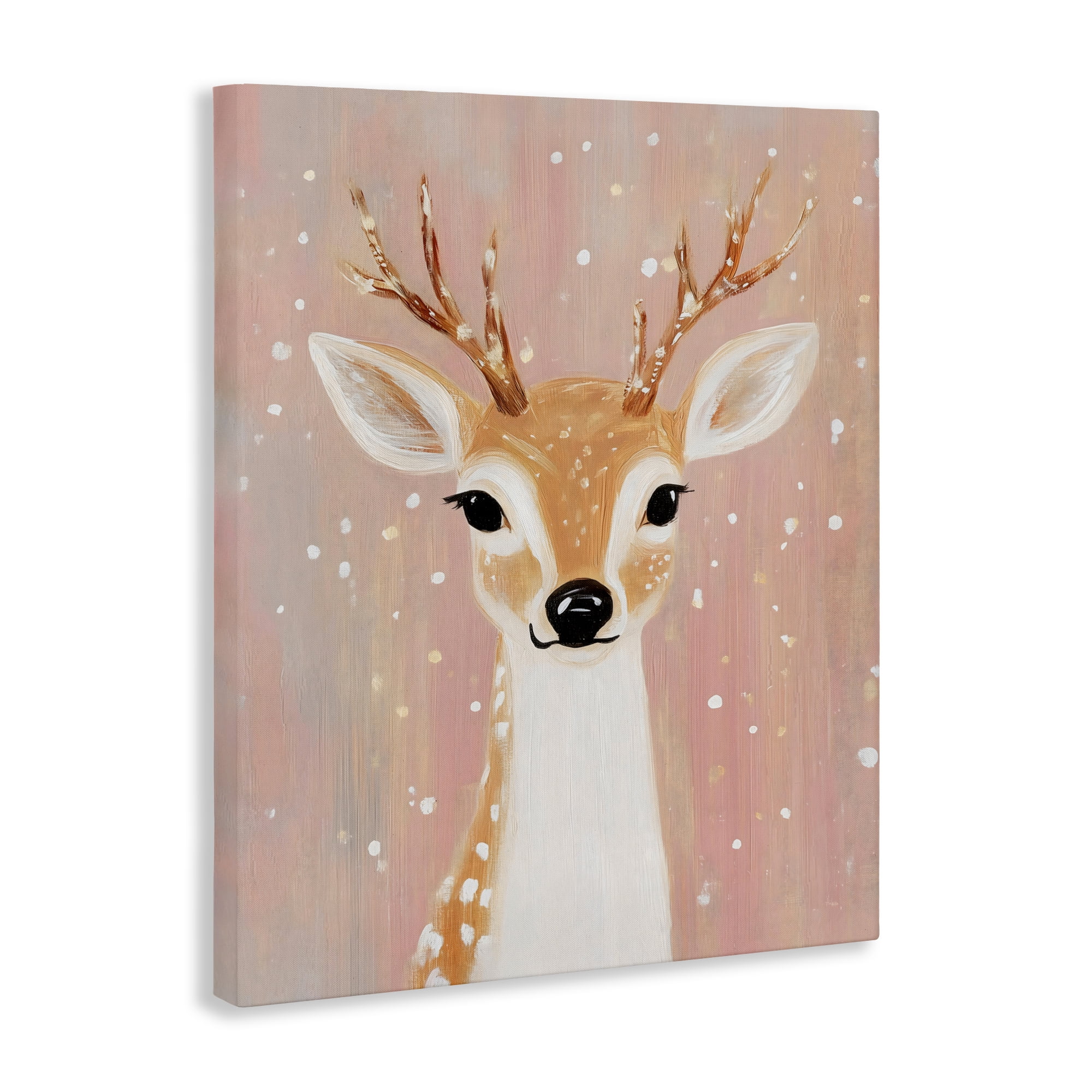 Stupell Industries Blush Pink Deer with Snowflakes Canvas Wall Art, design by The Prints Vibe