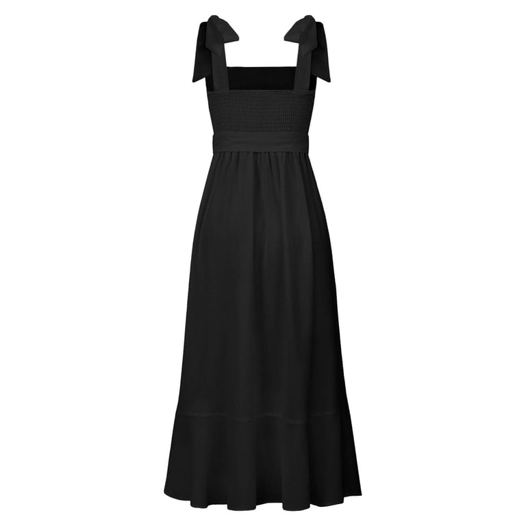 black bridesmaid dresses square neck Reagan Square Neck Crepe Maxi Bridesmaid Dress main image 1