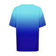 thumbnail image 4 of Aobny Tops Women Gradient Blue Cooling T-Shirt Plus V-Neck Elbow-Length Trendy Tops for Women 2025, 4 of 7