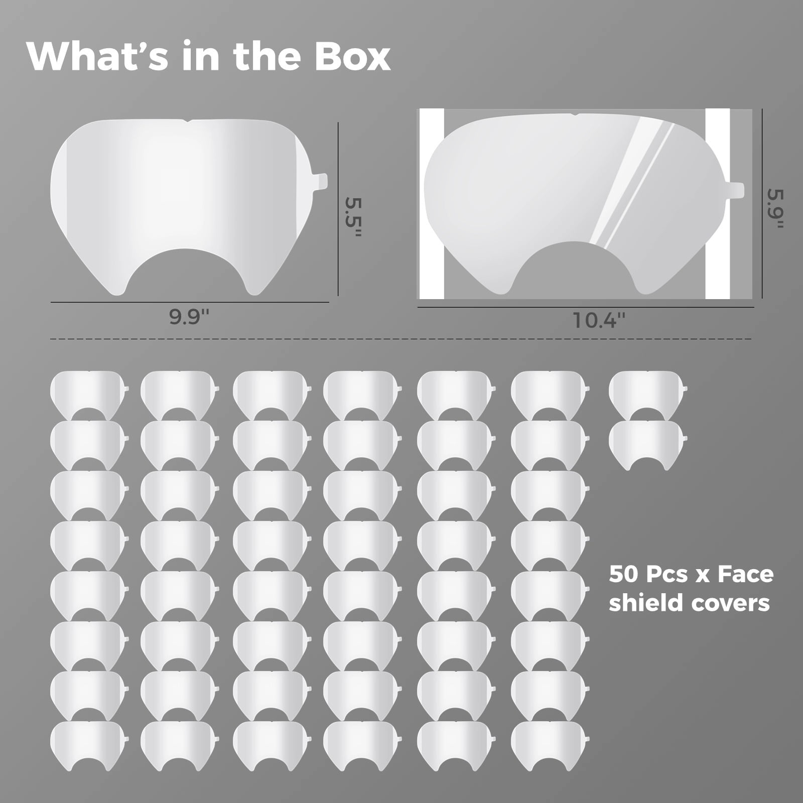 50 Pcs Peel off Lens Covers, Face Shield Covers, PET Lens Covers with Self-Adhesive Tapes, Compatible with 3M 6885, 6000, 6700, 6800, 6900 Series Face Shield Covers