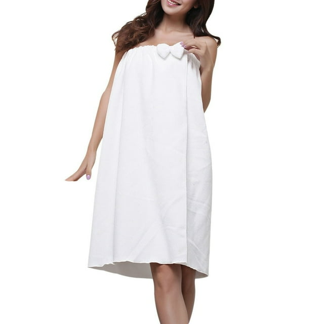 YOPTOP Microfiber Women Shower Bath Towel Robe Bowknot SPA Absorbent Body Wrap Towel,white