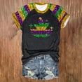 thumbnail image 2 of Outfmvch Women's Mardi Gras Short Sleeve Top Mardi Gras Sequin Top Womens Gauze Tops and Blouses Plain T Shirts Basic T Shirts for Women Mardi Gras Tee Womens Loose Tshirt Black L, 2 of 4