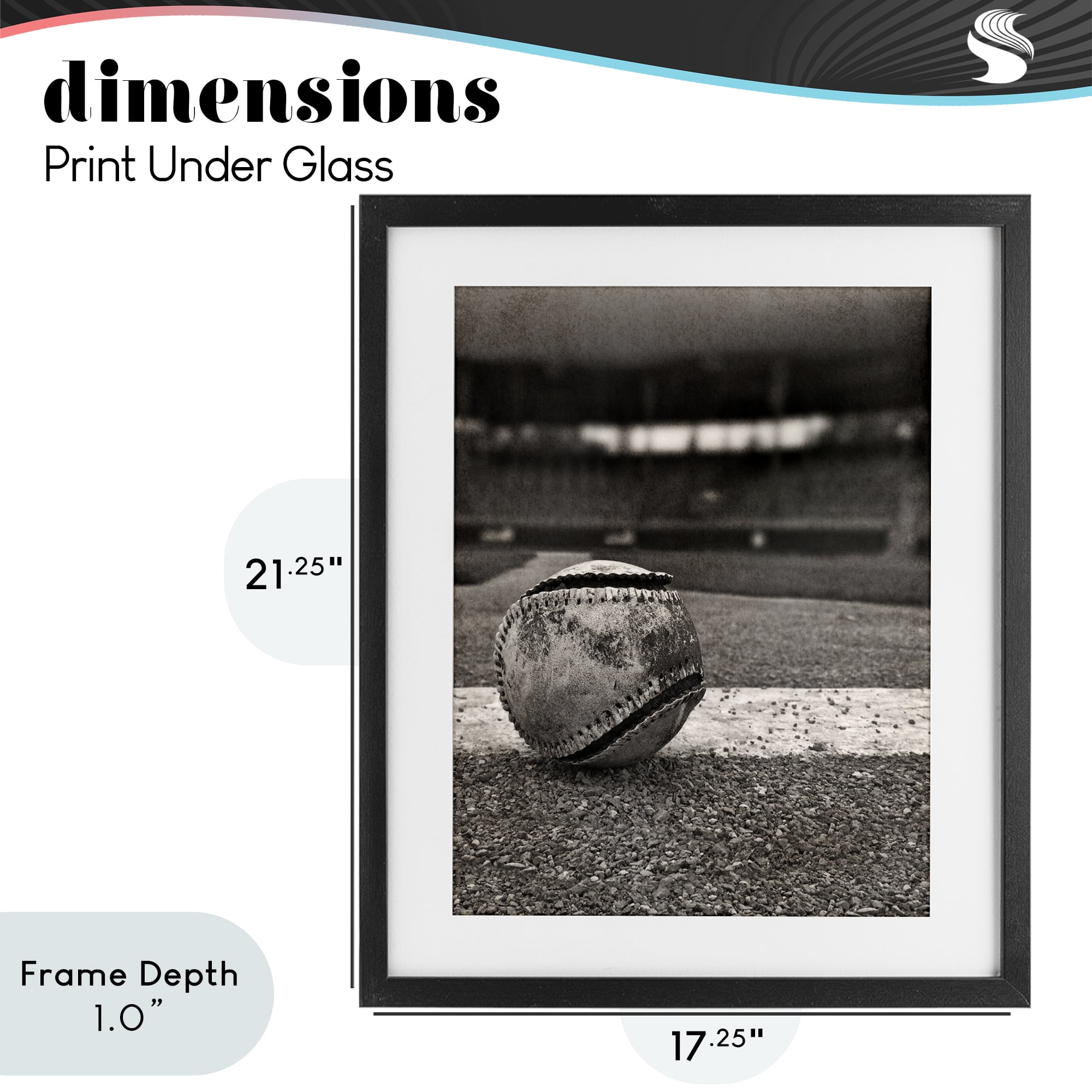 Stupell Industries Vintage Sports Weathered Baseball Black Framed Print Under Glass, design by Marcus Prime