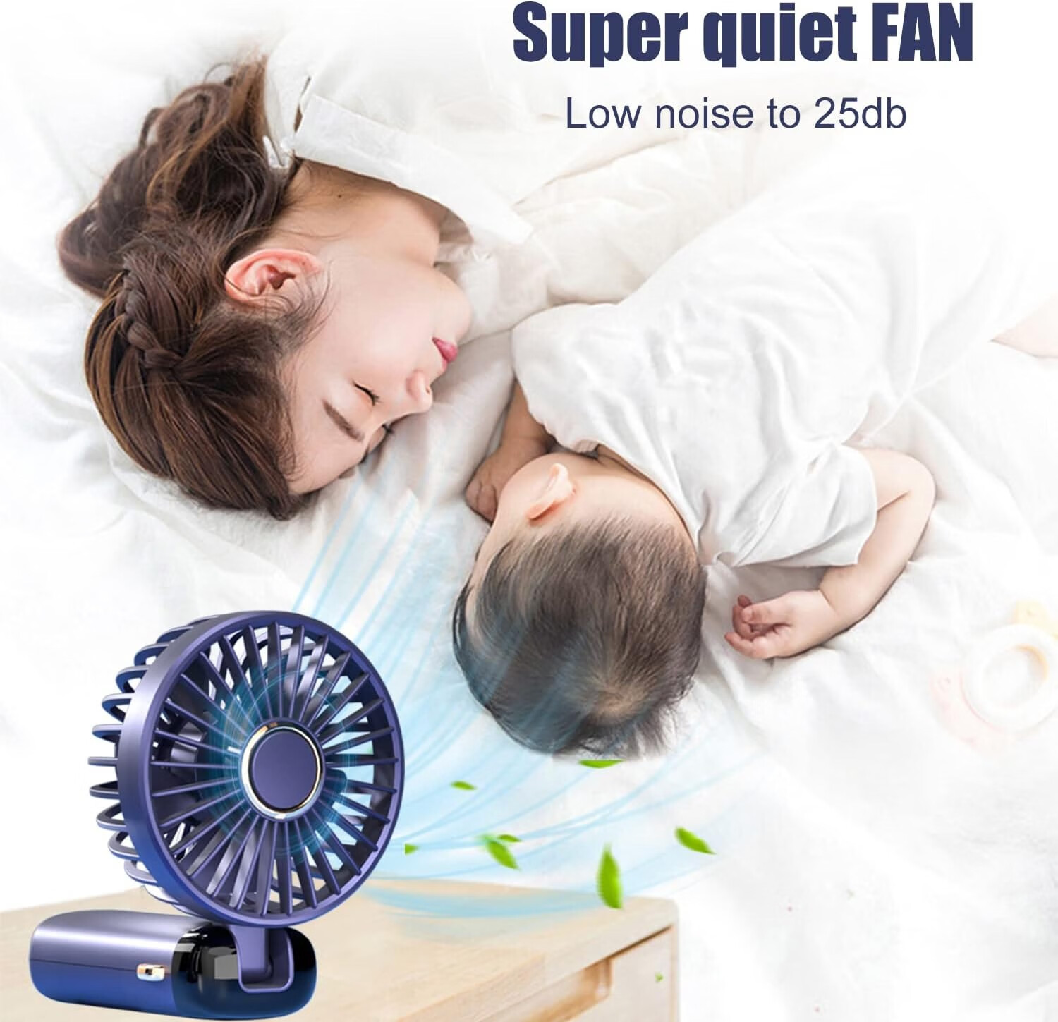 Portable Handheld Fan, Portable Fan Rechargeable, 5000mAh, 180° Adjustable, 6 Speed Wind, Display Electricity in Real Time, USB Rechargeable Foldable Fan, Quiet Personal Fan with Power Bank