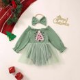 thumbnail image 2 of FYEGRE Festive Holiday Christmas Tree Dress for Baby Girls Long Sleeve Party Outfit Green 3-6 Months, 2 of 7