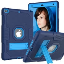 Dteck Case for Apple iPad 9th Generation 10.2-inch (2021),Shockproof Rubber Armor 3-Layer Protection Case Hybrid Hard Kicstand Cover for iPad 10.2" 2021/2020/2019,Navy Blue