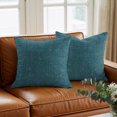 thumbnail image 5 of Throw Pillow Covers 26x26 Inch, Teal Coastal Decorative Pillow Cases for Couch Sofa Bed, Farmhouse Vintage Turquoise Solid Color Cotton Linen Square Home Decor Pillowcases with Hidden Zipper, 5 of 8
