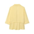 thumbnail image 3 of Taqqpue Womens Long Sleeve Button Down Shirts V Neck Solid Dressy Casual Chiffon Blouses Shirts Flowy Trendy Peplum Drawstring Tops with Pockets, 3 of 5