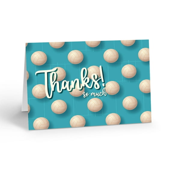 Volleyball Thank You Note Cards - 10 Note Cards with Envelopes - Sports - Volley