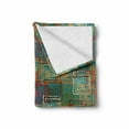 thumbnail image 2 of Geometric Soft Flannel Fleece Throw Blanket, Abstract Grunge Pattern with Folk Rainbow Ornament Squares Distressed Backdrop, Cozy Plush for Indoor and Outdoor Use, 70" x 90", Multicolor, by Ambesonne, 2 of 6