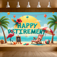 thumbnail image 5 of Tropical Design Happy Retirement Decorative Flamingo Beach Banner Relaxation Party Decoration for Outdoor Beach Event Tropical, 5 of 8