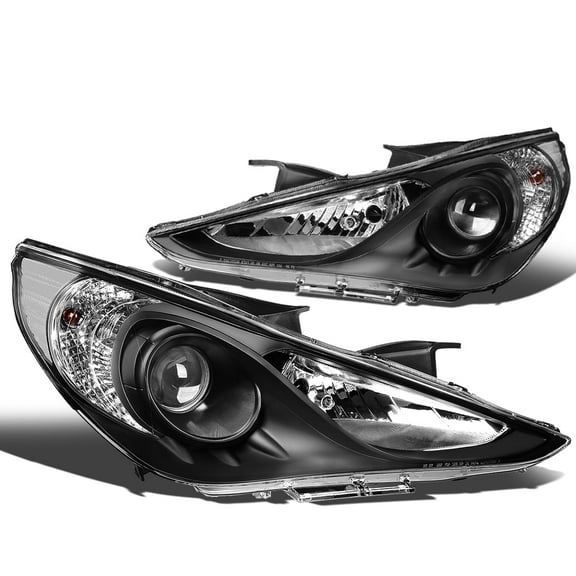 DNA Motoring For 11-14 Hyundai Sonata Black Clear Corner Projector Headlight Lamps Pair