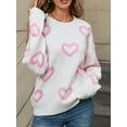 thumbnail image 6 of Nygoyerh Women's Jumpers Tops Heart Pattern Sweaters Long Sleeve Crew Neck Pullover Loose Fit Knitwear Fall Winter Tops, 6 of 9