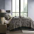 thumbnail image 5 of Madison Park Aubrey 5-Piece Cotton Reversible Jacquard Bedspread Set - Black, 5 of 5