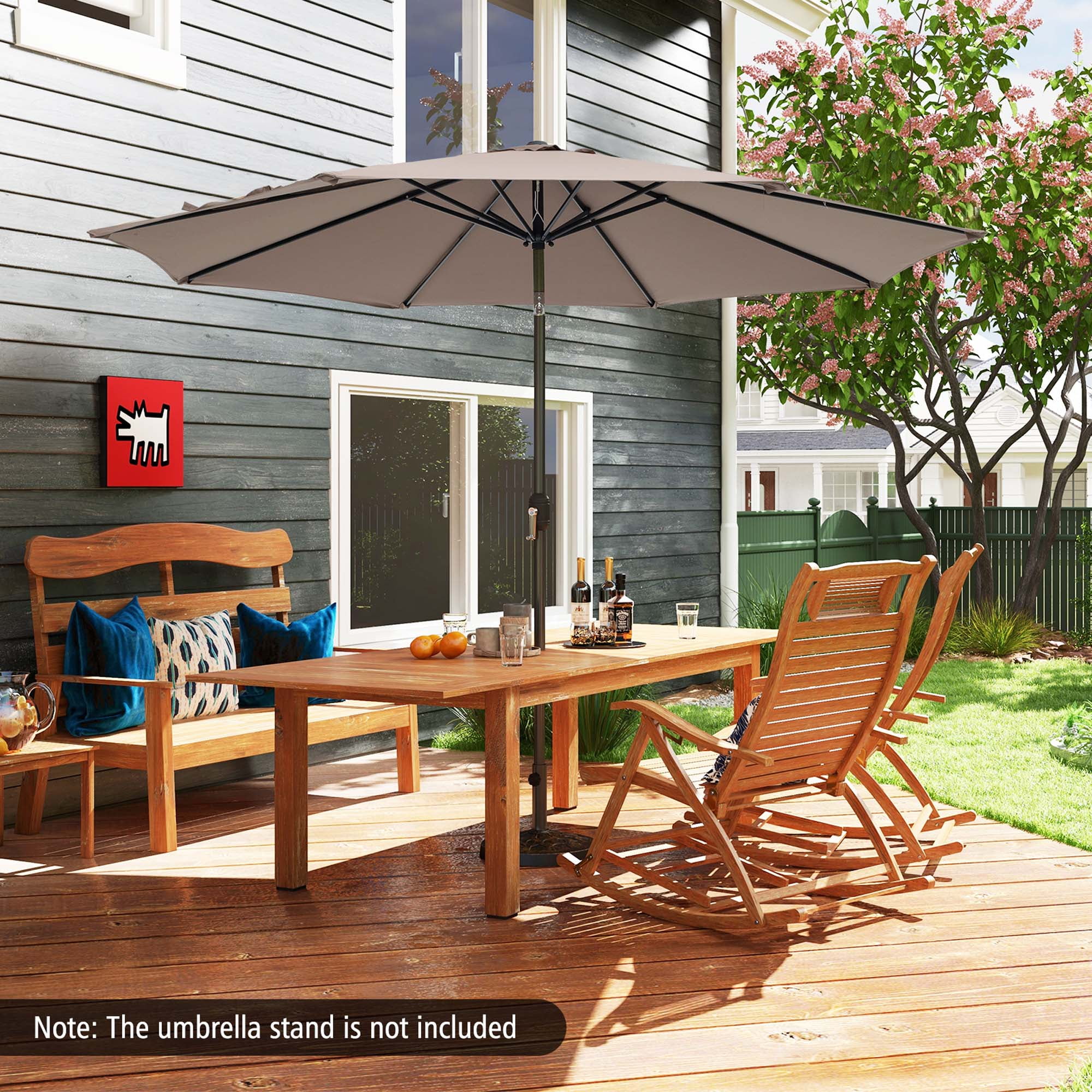 Costway 10FT Large Patio Umbrella with Deck Crank, 6 Ribs Costway 10FT Large Patio Umbrella with Deck Crank, 6 Ribs