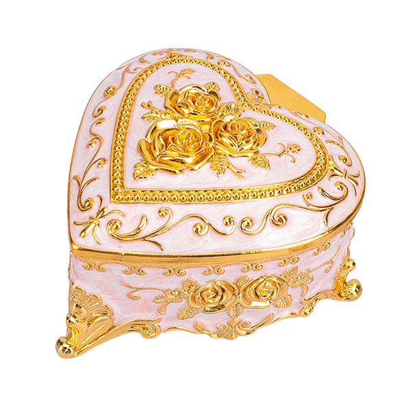 Joyero en forma de corazón único y versátil para guardar aretes y joyas. Oro rosa blanco