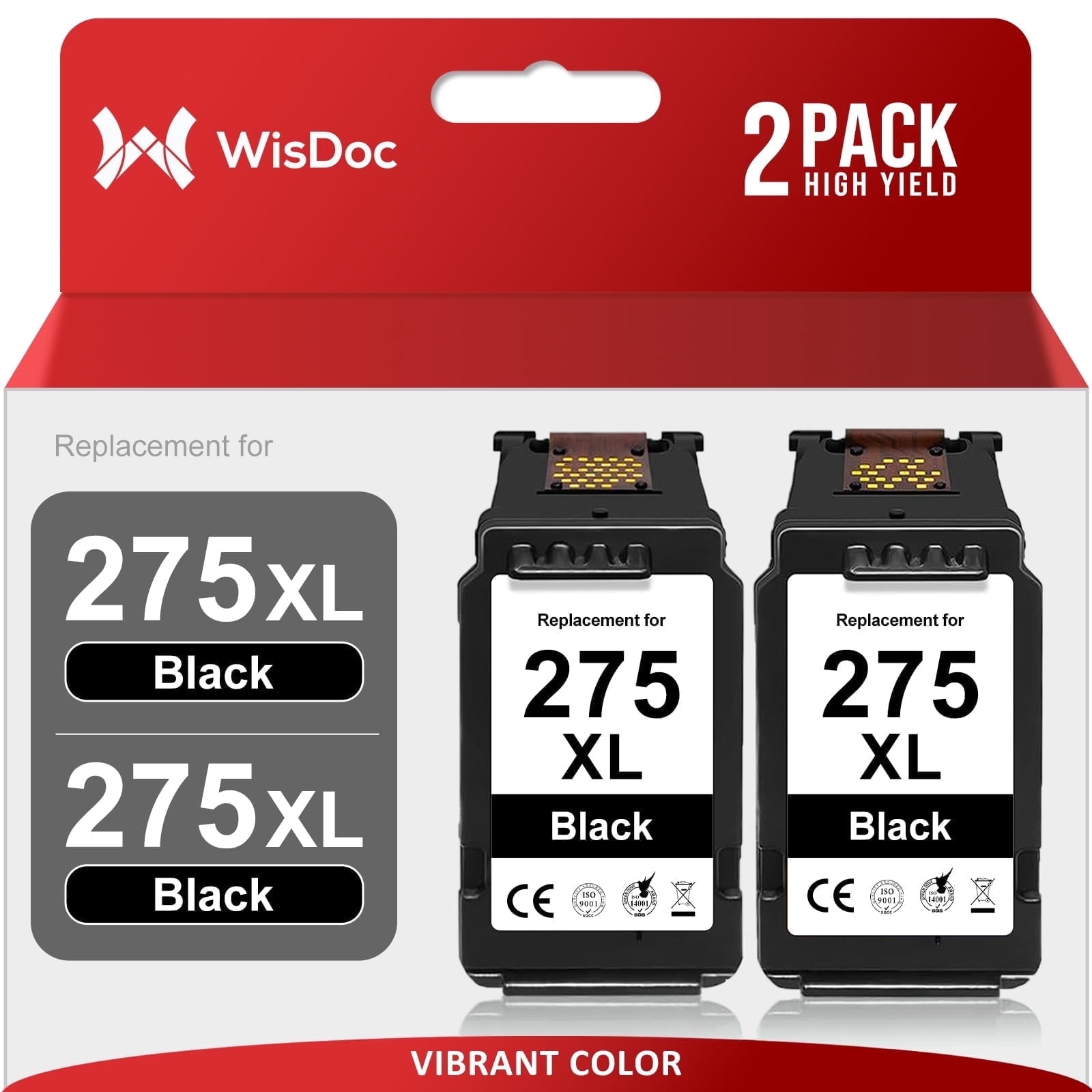 WISDOC 245XL Black Ink Cartridge, 2-Pack Canon PG-245XL Ink