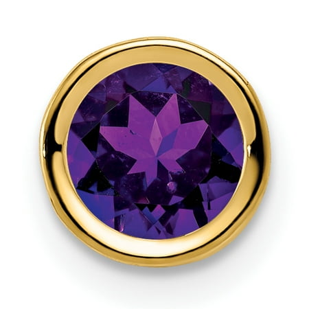 - 14k Yellow Gold 6mm Purple Amethyst Bezel Pendant Charm Necklace Slide Chain Gemstone Fine Jewelry For Women Gift Set