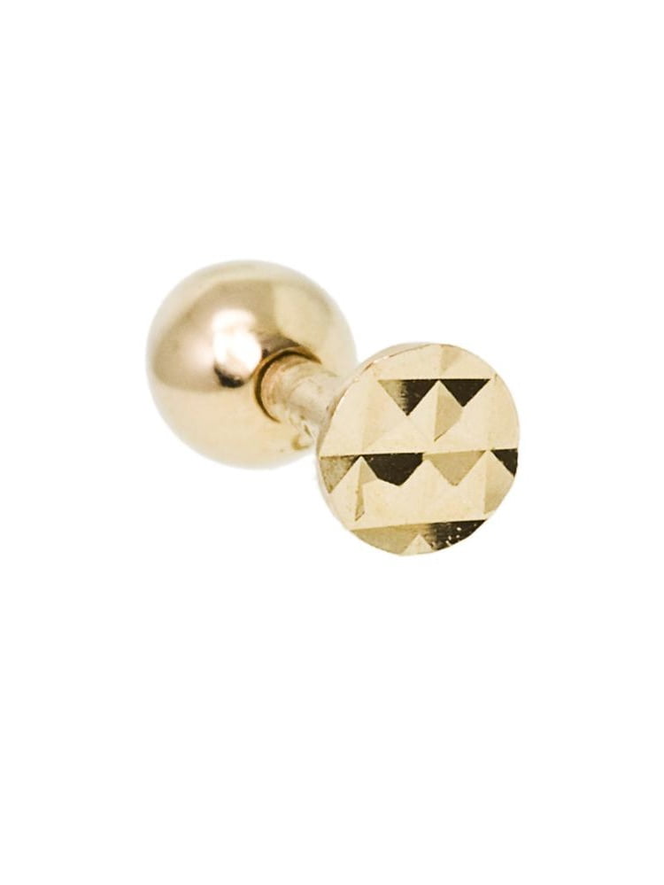 14K REAL Solid Gold Round Three Diamond Cartilage Stud Earring Piercing 18 Gauge