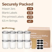 Wide Mouth Mason Jars 16oz - 8 Pack, Pint Mason Jars with Lids and Seal Bands, Glass Canning Jars for Pickling, Jam, Jelly, Honey, Salad, Desert, Shower Wedding Favors, DIY Candles Decor