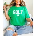 thumbnail image 2 of Distressed Golf Coquette Bow Shirt for Women and Teens Girly Graphic Tee for Golfer Vintage Green shirt Adult X-Large, 2 of 4