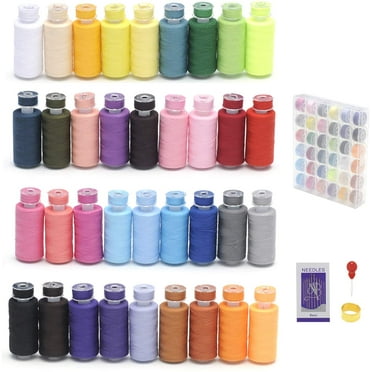 72Pcs Sewing Threads Kits, Polyester Sewing Threads 36 Colors, 400 Yards Each Polyester Thread Spools with Prewound Bobbins for Hand & Machine Sewing