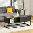thumbnail image 2 of HOMCOM Coffee Table with Storage, Industrial Center Table with 2 Drawers and 2 Open Shelves, Rectangular Living Room Table, Black, 2 of 10
