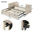 thumbnail image 6 of Bellemave Upholstered Daybed with Pop up Trundle, Wooden Twin Size Sofa Beds with Extendable Trundle Beds, Twin to King Daybed Frame for Bedroom or Living Room （Beige), 6 of 8