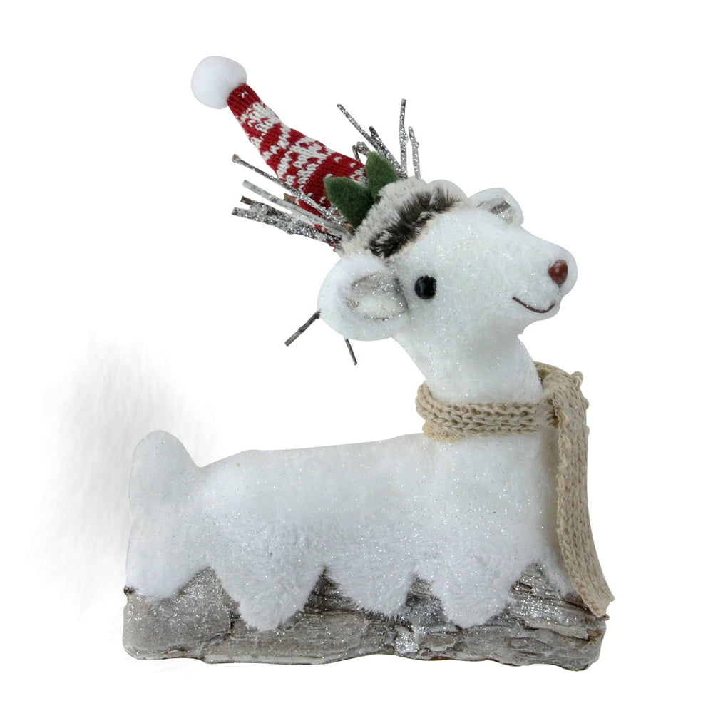 9" White and Brown Sitting Reindeer Christmas Decoration  Walmart.com