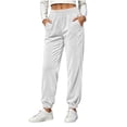 thumbnail image 5 of Women's Velvet Jogger Pants Elastic High Waist Casual Soft Velour Sweatpants with Pockets Fall Winter Daily Party Pants Fashion Bottoms White, 5 of 9
