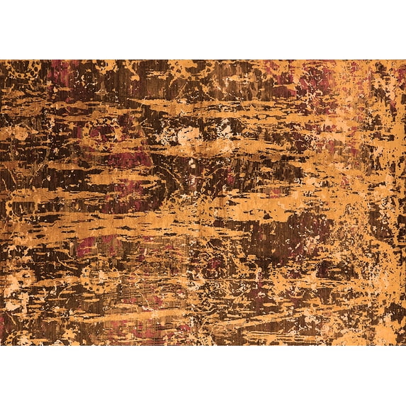 Ahgly Company Indoor Rectangle Oriental Orange Industrial Area Rugs, 7' x 10'