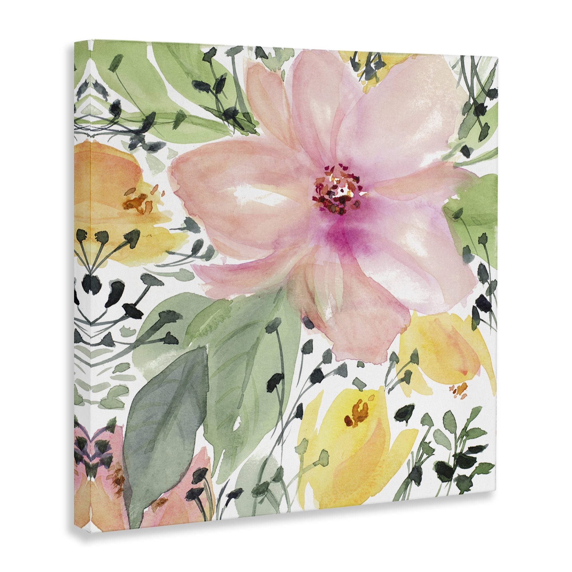 Stupell Industries Birds Eye Floral Botanical & Floral Painting Gallery Wrapped Canvas Art Print Wall Art, 17 x 17