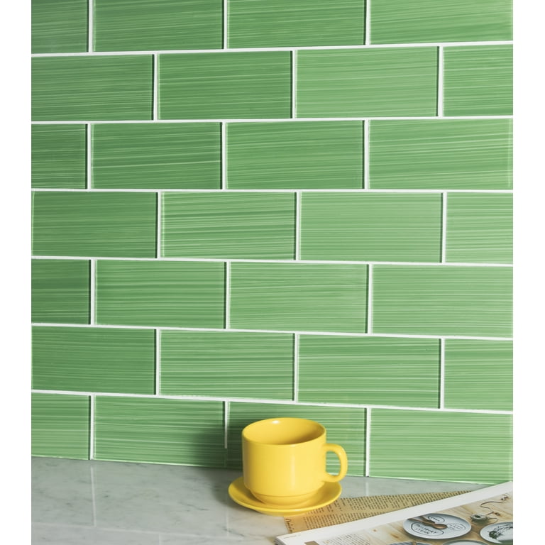 WS Tiles - Peel & Stick Hand Painted Emerald Green 3 in. x 6