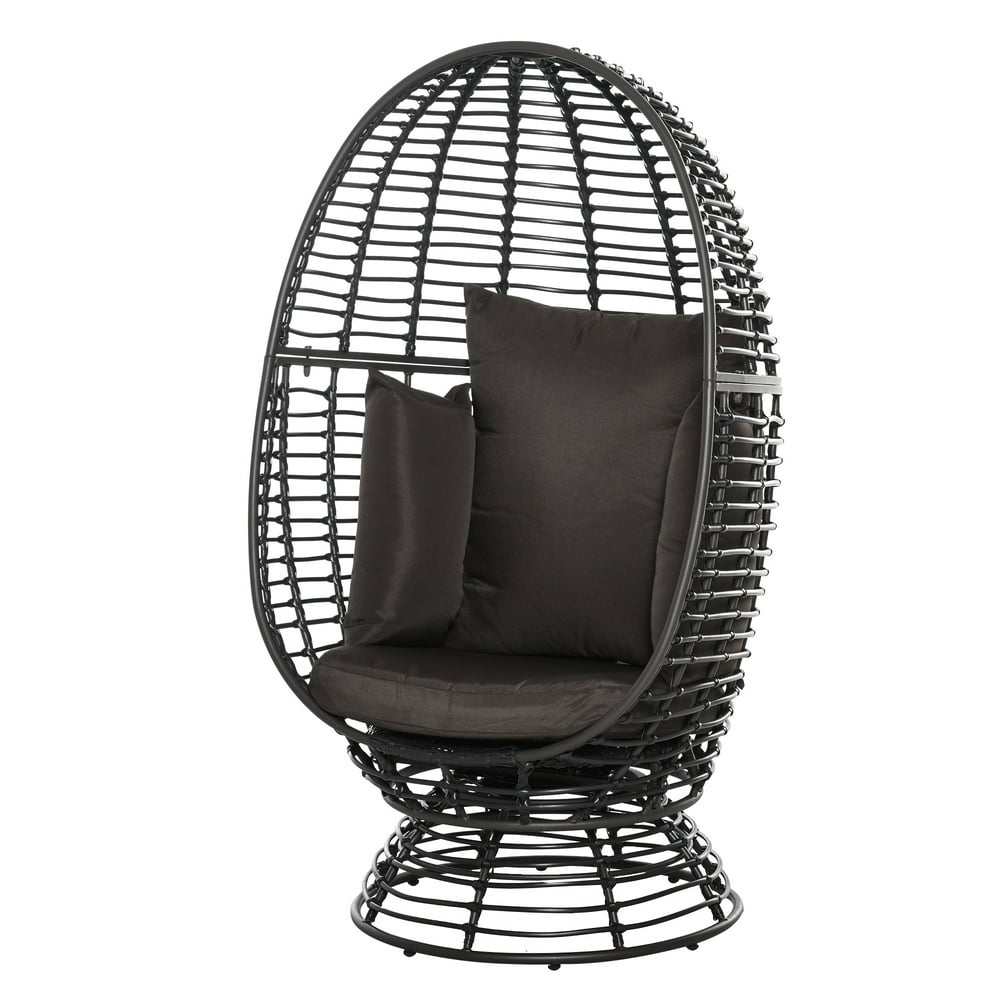 Outsunny Outdoor Round PE Ratttan Wicker 360 Degree Swivel Basket Egg