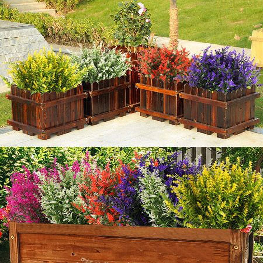 Sinhoon 16 Bundles Artificial Lavender Flowers for Outdoor Decoration, UV Resistant Fake Shrubs Garden Indoor Outdoor Decor (Purple)